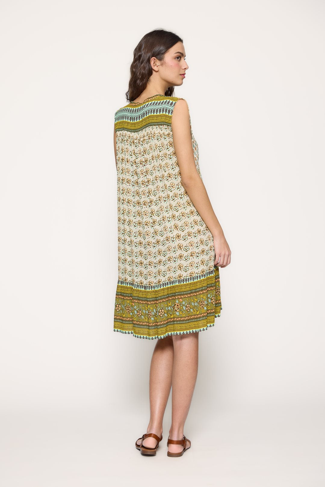 Vestido Estampado Boho Caqui – Md'm
