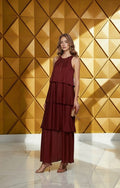 Vestido Largo en Capas Color Cereza-Operà Chic
