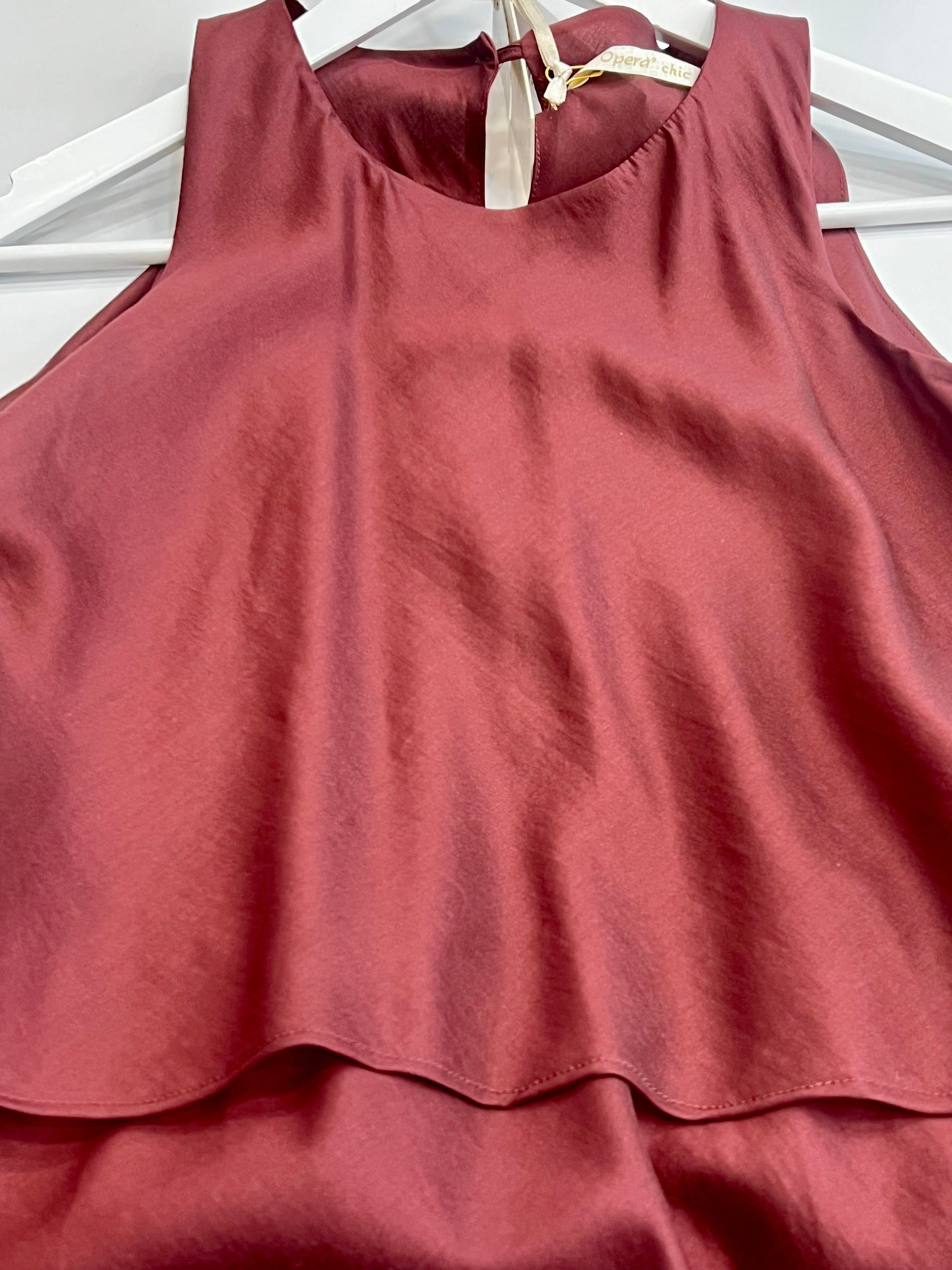 Vestido Largo en Capas Color Cereza-Operà Chic