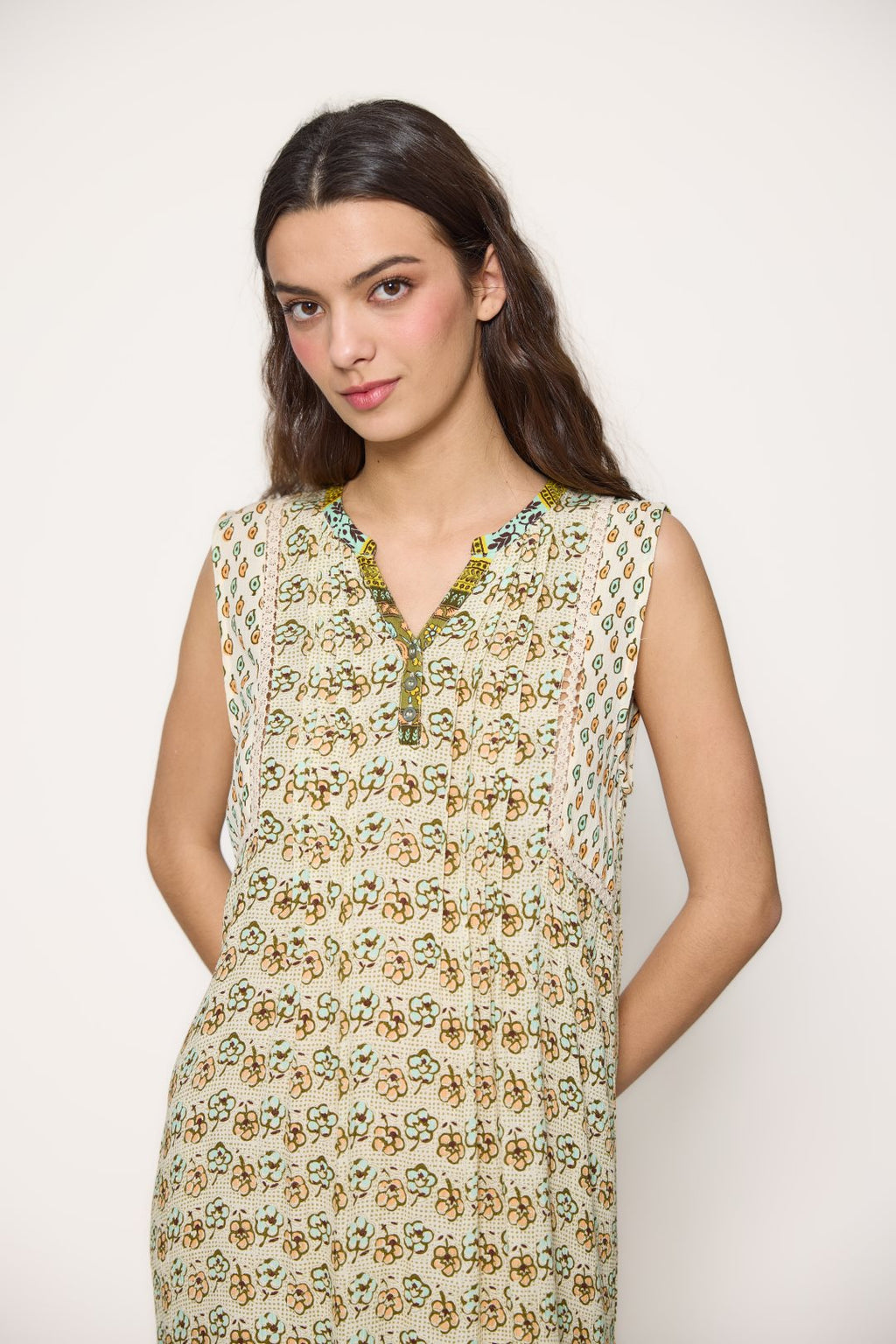 Vestido Estampado Boho Caqui – Md'm