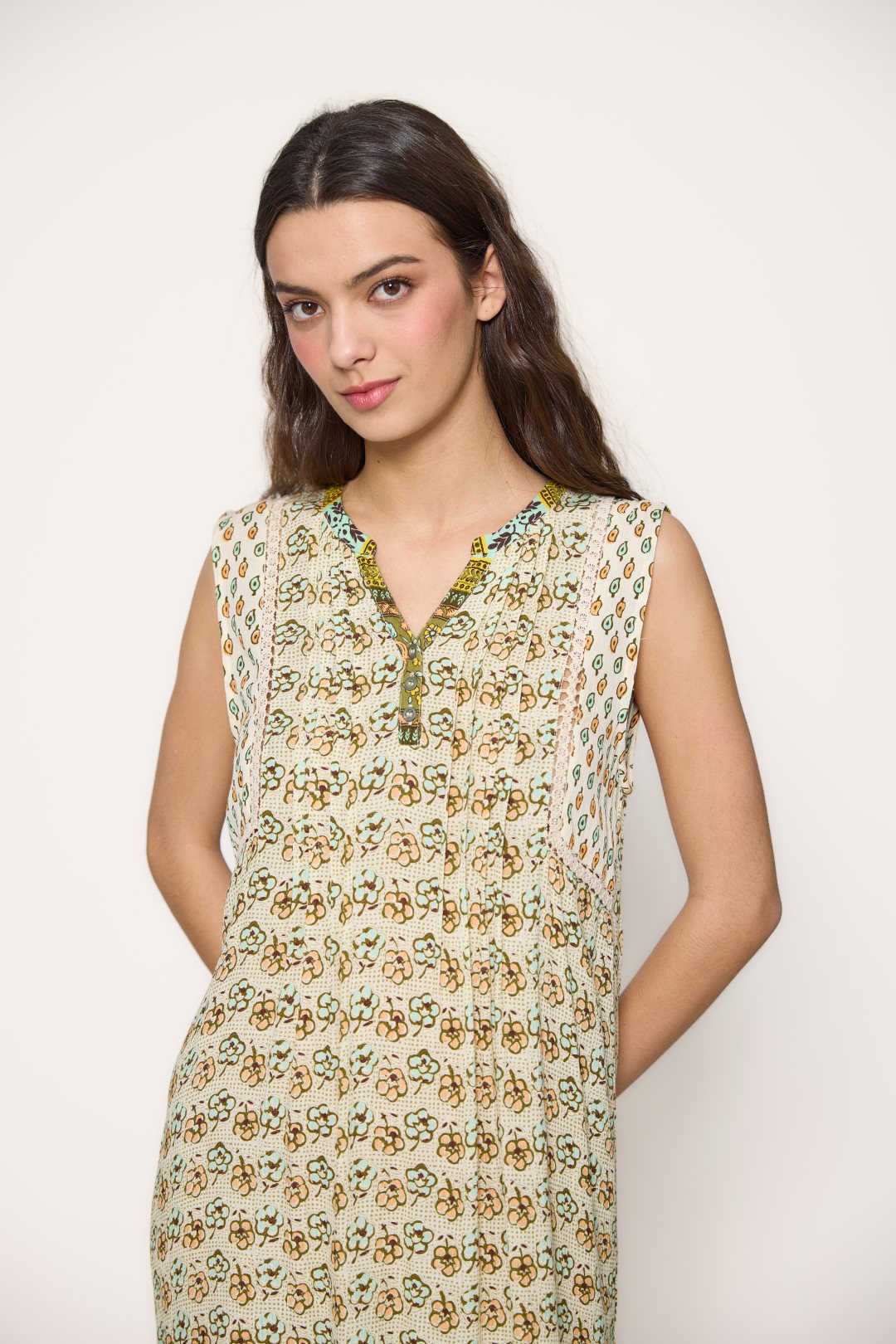 Vestido Estampado Boho Caqui – Md'm
