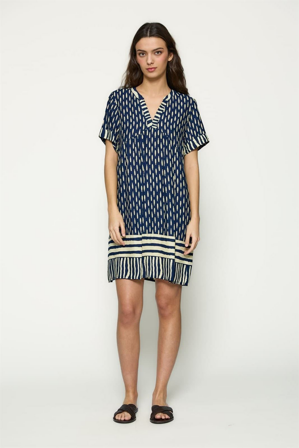 Vestido corto marino estampado sardinas Md’m