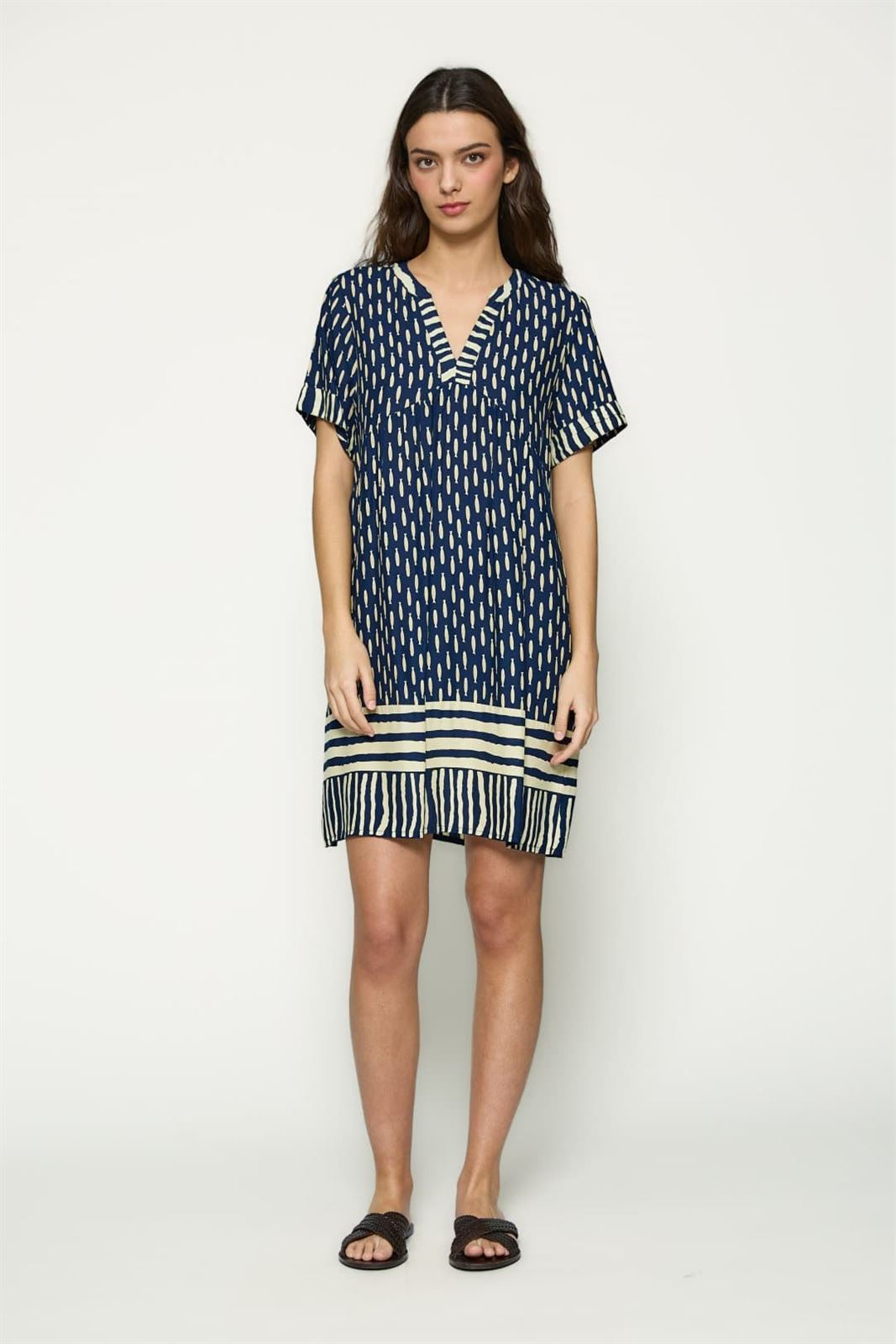 Vestido corto marino estampado sardinas Md’m